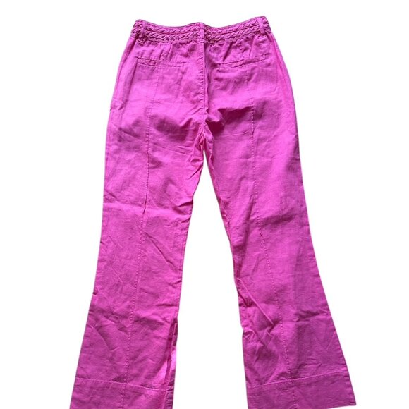 NWT $99 Habitual Pink Flambe Pintuck Flared Linen Cotton Blend Pants - Sz 6/28 - Picture 3 of 5